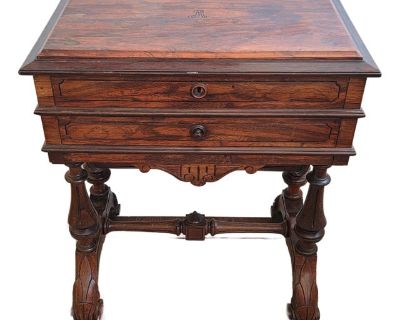 Antique Renaissance Walnut Mirrored Dressing Table