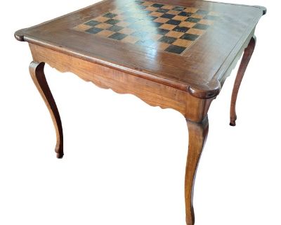 Italian Inlaid Wood Chess Game Table