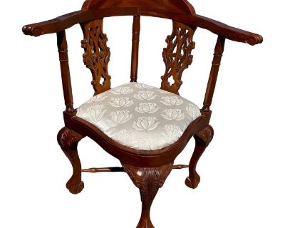 Early 20th Century Vintage Chippendale Corner Armchair