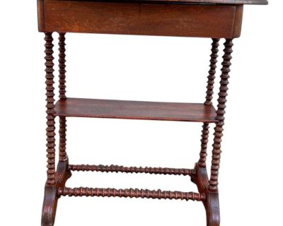 Antique Victorian Style 2 Tier Spool Leg Side Table