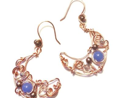 Copper Crescent Moon Earrings