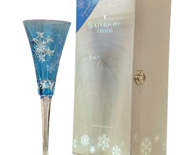 Vintage Waterford Crystal Goodwill Light Blue Champagne Flute With Charm & Box