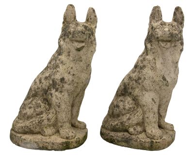 Pair of Concrete Shepherd Dogs, English Mid 20th Century