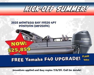 2025 Montego Bay F8520-4PT Pontoon Boats Superior, WI