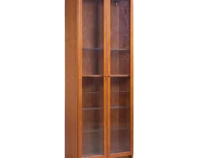 Mid Century Danish Teak Glass Door Display Cabinet This cabinet measures: 31.5 wide x 12 deep x 79.5 inches high Great Vintage Condition. ABOUT PHOTOS: We take our photos in a controlled lighting studio to show as much detail as possible. We do not Photoshop out blemishes. CONDITION: This item is sold in the same condition as it is the day it was photographed in our studio. This item is sold in...