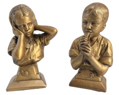 1950s Chalkware Boy Girl Bookends Figurines