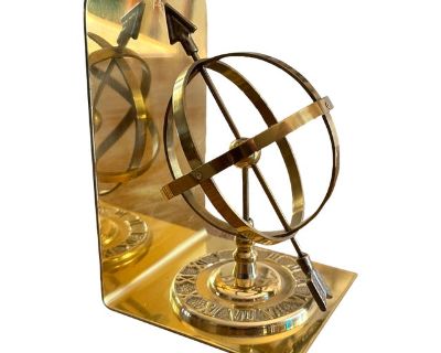 Vintage Brass Armillary Sphere Bookend, c.1980s