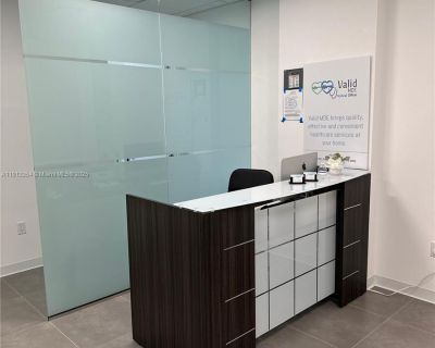 NW 110th Avenue. 810 sqft of retail/office space at the Dolphin Professional Centre, it is an extraordinary suite in a beautiful building with an urban office-retail design. Move-in ready and ideal for a variety of uses including medical or other professional office. Two bathrooms are located on the outside of the unit. Two rooms for consultation along with a waiting room and kitchen. The furni...