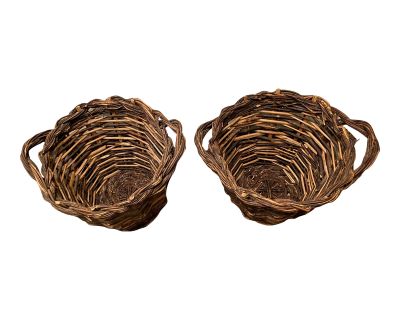 Large Brown Palecek Wicker Baskets - a Pair