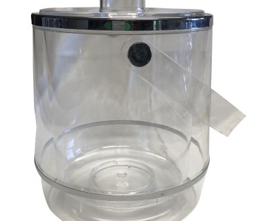 Vintage Clear Acrylic Ice Bucket With Silver Trim and Lid