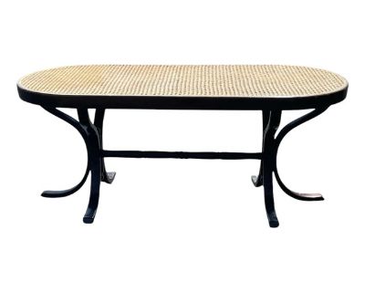 1970s Mid Century Oval Cane Pedestal Coffee Table