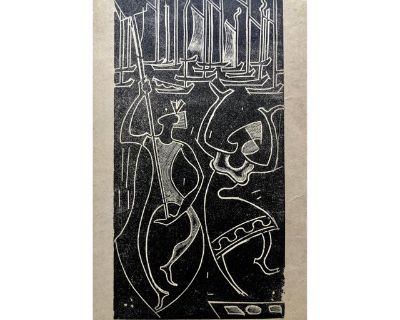 Odetto Guersoni1945 Brazilian Master, Art Deco Nudes Serigraph Woodcut Carnaval Bahia, c.1945