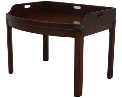 Age: Approx: 40 Years Old Details: Mahogany Wood Gallery Top High Quality Construction Rich High Sheen Finish 18 C. Design Chippendale Style Solid Brass Hardware Bow Front Offered @ Fraction Original Retail Cost Adaptation of a Butlers table. Original is English, late 18th century,Chippendale George III Condition: Excellent Condition - Minor Signs Of Light Household Use-Age Some Minor Scratches...