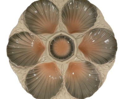 French 1920s Majolica Sarreguemines Oyster Plate