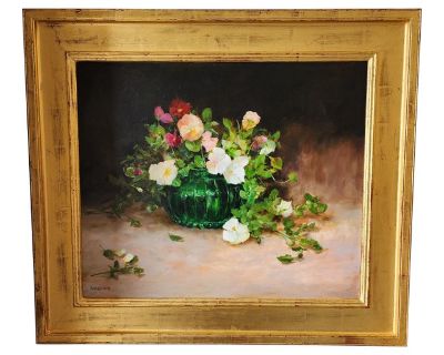 "White Pansies" Oil on Canvas by Kathy Anderson