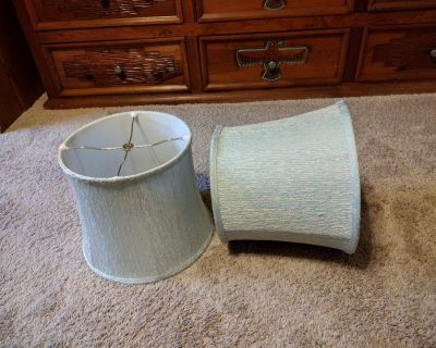 lampshades, textured, light turquoise with white