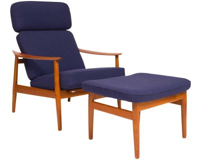 Arne Vodder Reclining Lounge Chair & Ottoman