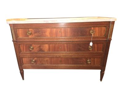 Mid Century French LXVI Commode With Marble