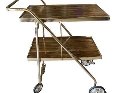 1950s Rid-Jid Mid Century Folding Bar Cart/ Rolling Server