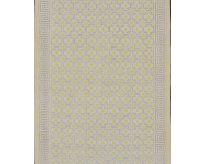 Mid 20th Century Large Vintage Indian Cotton Dhurrie Rug in Buttery Yellow and Light Lavender