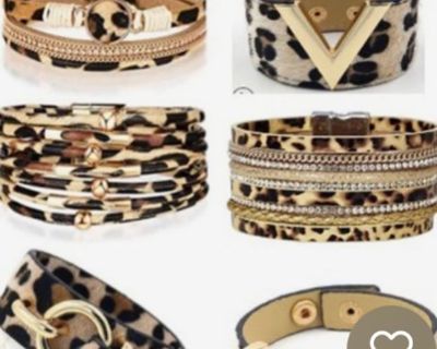 New!  Leopard Print Leather Bracelets!  $33 Ea.!  Layaway!