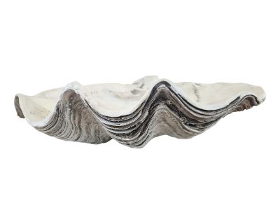 Large Vintage Coastal Gypsum Sculptural Clam Sea Shell Decorative Bowl Centerpiece