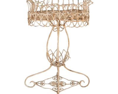 Victorian Style White Painted Wirework Plant Stand, English Early 20th C.