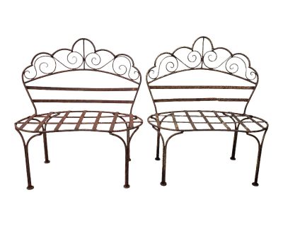 Pair of 19th Century Wrought Iron Children's Benches or Plant Stands