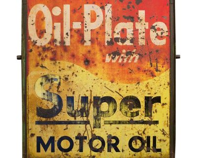 Vintage Double Sided Metal Motor Oil Sign C.1930