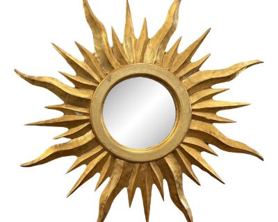 Mid 20th Century Italian Florentine Sunburst With Old Mirror