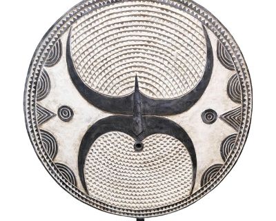 Large Vintage African Black & White Bobo/Bwa Tribal Dance Mask Sculpture 50.25" H