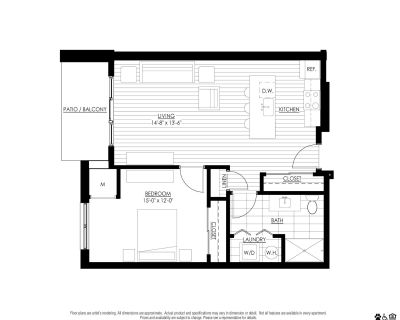1 Bedroom 1BA 724 ft Pet-Friendly Apartment For Rent in Elgin, IL