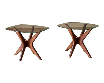 Pair of Mid Century Modern Adrian Pearsall Walnut Jacks End Tables
