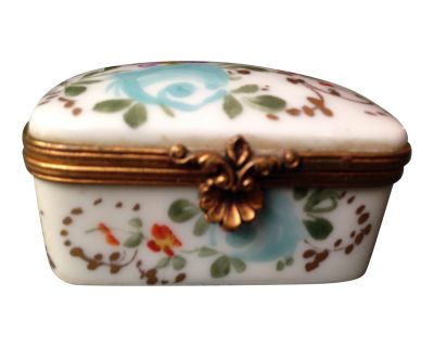 Antique 19th Century Hand-Painted French Porcelain Rectangular Container