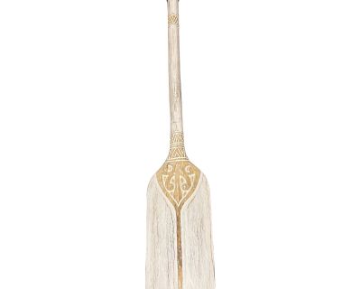 Contemporary Decorative Whitewash Carved Boat Paddle Wall Art by Asian Accents of Palm Beach
