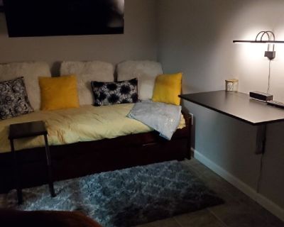 Full bath, washer, dryer, furnished studio room detached from the home...for rent. A 3 minute walk to Noland trail, 7 minutes to Ferguson Center and CNU. Quiet, immaculate and peaceful. Utilities included in rent. Must be pet friendly , willing to assist with pets and no additional tenants permitted.
Owner lives on premises..