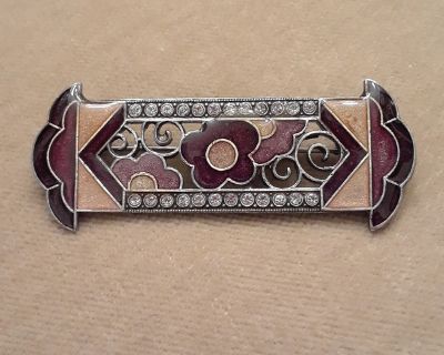 Vintage Art Deco Revival Enamel Bar Pin