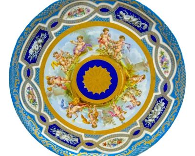 Massive 19th Century Sèvres Porcelain 'Labors of Cupid' Circular Tray