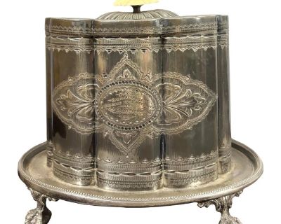 Antique English Silverplate Tea Caddy Trophy for Best Collection of Vegetables