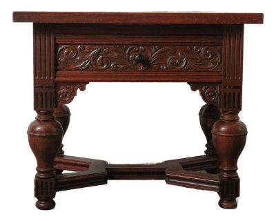 Antique Renaissance Revival Carved Oak Table | Late 19th Century