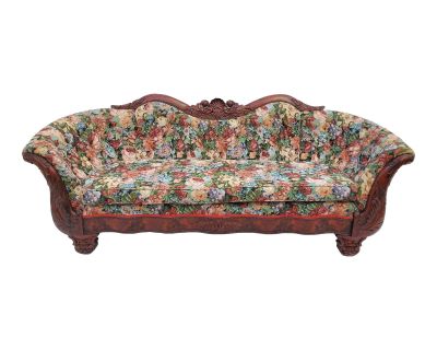 Regency Rococo Victorian Laminated Rosewood Serpentine Sofa / Couch Circa 1840's