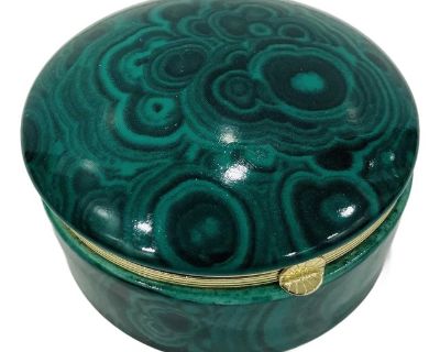 1990s Faux Malachite Ceramic Box