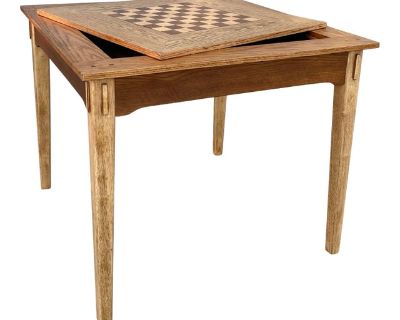 Vintage Game or Side Table With Inset Flip-Top Board | Backgammon and Chess