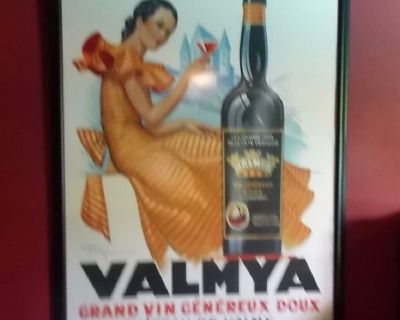 Art, Wine poster, framed. 48 x 65 inches. signed by artist.