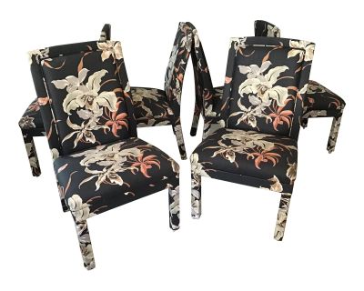 1980s Upholstered Parsons Dining Chairs - Set of 6