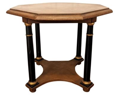 Mid 20th Century Vintage Baker Furniture Neoclassical Empire Style Side Accent Table Octagon