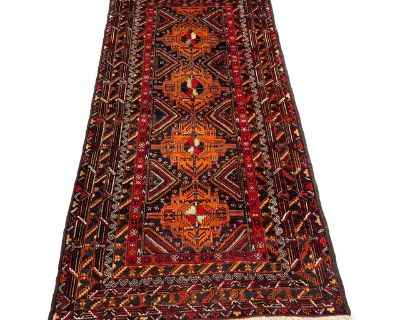 Vintage Afghan Hand-Knotted Wool Rug | Tribal Geometric Pattern | Terracotta Rug