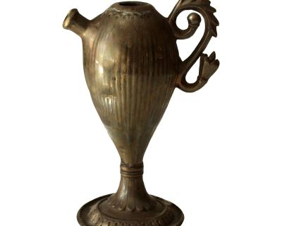 1960s Vintage - Mediterranean Handmade Solid Brass Oil Jug, Oil Can, Decorative Kitchen Decoration