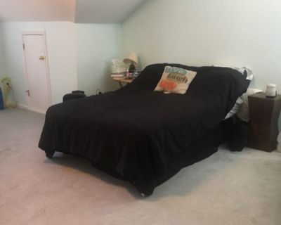 The private room is a FROG and is a large space. It is the only thing upstairs so very private.  It has a double bed, a dresser and another storage cube it has 2 closet spaces and attic storage. Room could accommodate a sitting area as well. Private bathroom with heated floor large shower and storage. Driveway parking. Access to living areas and washer/dryer. I own my own cleaning business and ...