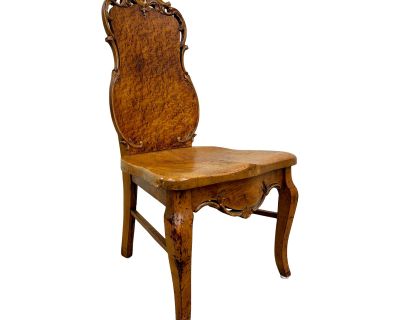 Antique Child Size French Style Burlwood Side Chair Occasional Chair